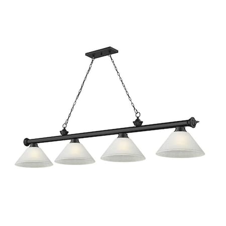 Z-Lite Cordon 4 Light Billiard, Matte Black & White Linen 2306-4MB-AWL14